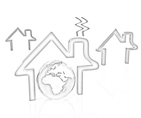 Image showing earth and icon house on white background 