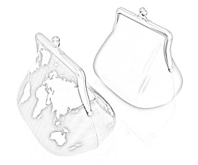 Image showing Purse Earth and purses. On-line concept