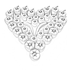 Image showing Bulgarian Pepper Heart Shape, On White Background