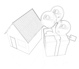Image showing House with gift and ballons 