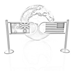 Image showing Three-dimensional image of the turnstile and flags of USA and Au