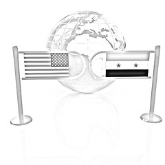 Image showing Three-dimensional image of the turnstile and flags of USA and Sy