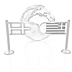 Image showing Three-dimensional image of the turnstile and flags of Denmark an
