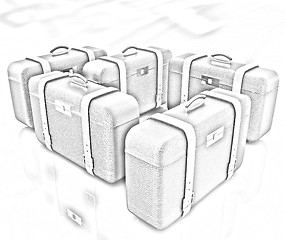 Image showing Brown traveler's suitcases