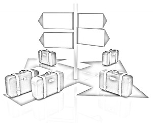 Image showing The concept of distribution of luggage at the airport 