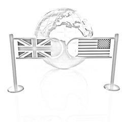 Image showing Three-dimensional image of the turnstile and flags of USA and UK