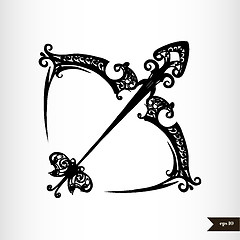 Image showing Zodiac signs black and white - Sagittarius