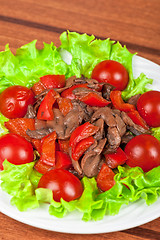 Image showing Roasted beef and mushrooms