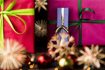 Image showing Presents, ribbons, twinkles and stars
