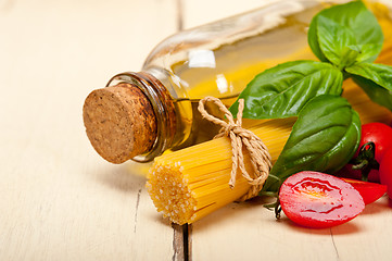 Image showing Italian spaghetti pasta tomato and basil