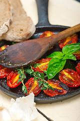 Image showing baked cherry tomatoes with basil and thyme