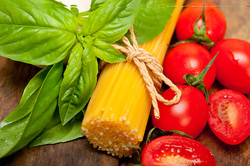 Image showing Italian spaghetti pasta tomato and basil