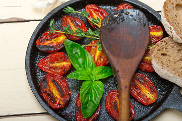 Image showing baked cherry tomatoes with basil and thyme