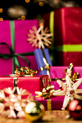 Image showing Red Gift Box with Golden Bow