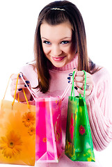 Image showing Young beautiful woman with bag