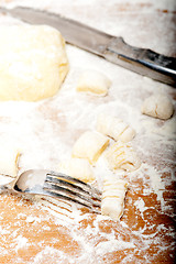 Image showing making fresh Italian potato gnocchi