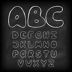 Image showing Chalk board hand drawn alphabet