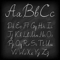 Image showing Chalk board hand drawn alphabet