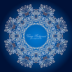 Image showing Ornamental round lace pattern.Delicate circle background