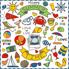 Image showing Colorful vacation icons set