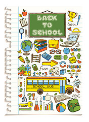 Image showing Colorful doodle school icons set.