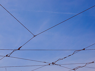 Image showing Retro look Overhead tram line