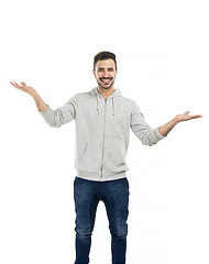 Image showing Happy man making a presentation