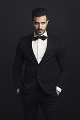 Image showing Latin man wearing a tuxedo