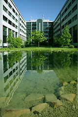 Image showing Building office with water reflection