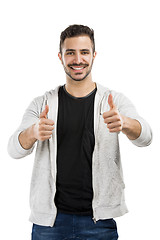 Image showing Man smiling with thumbs up
