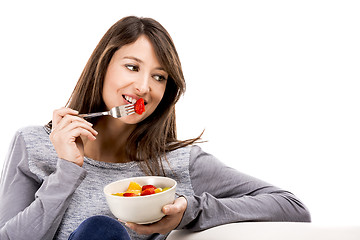 Image showing Relaxing with a fruit salad