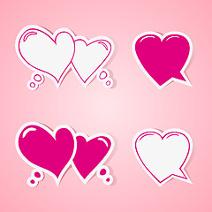 Image showing Heart shaped speech bubbles set