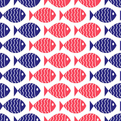 Image showing Seamless nautical pattern with fish.