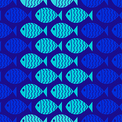 Image showing Seamless nautical pattern with fish.