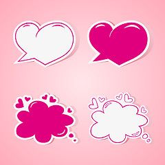 Image showing Heart shaped speech bubbles set