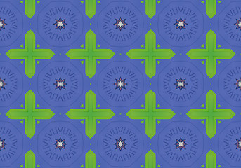 Image showing Ethnic pattern. Abstract kaleidoscope  fabric design.