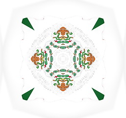 Image showing Ethnic pattern. Abstract kaleidoscope  fabric design.