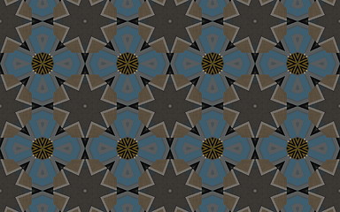 Image showing Ethnic pattern. Abstract kaleidoscope  fabric design.