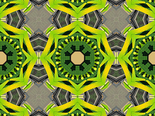 Image showing Ethnic pattern. Abstract kaleidoscope  fabric design.