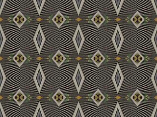 Image showing Ethnic pattern. Abstract kaleidoscope  fabric design.