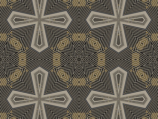 Image showing Ethnic pattern. Abstract kaleidoscope  fabric design.