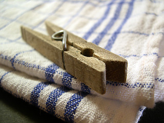 Image showing Clothes pin on towel