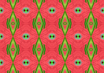 Image showing Ethnic pattern. Abstract kaleidoscope  fabric design.