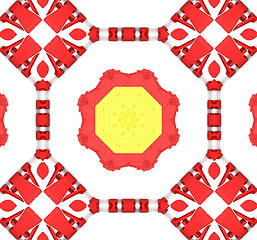 Image showing Ethnic pattern. Abstract kaleidoscope  fabric design.