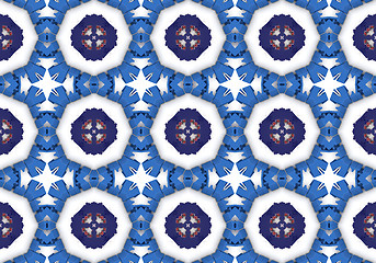 Image showing Ethnic pattern. Abstract kaleidoscope  fabric design.