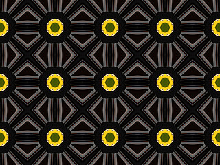 Image showing Ethnic pattern. Abstract kaleidoscope  fabric design.