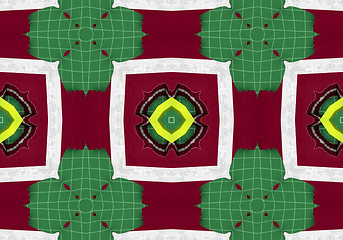 Image showing Ethnic pattern. Abstract kaleidoscope  fabric design.