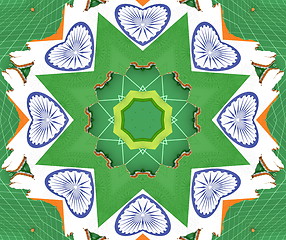 Image showing Ethnic pattern. Abstract kaleidoscope  fabric design.