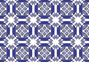 Image showing Ethnic pattern. Abstract kaleidoscope  fabric design.