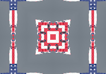 Image showing Ethnic pattern. Abstract kaleidoscope  fabric design.